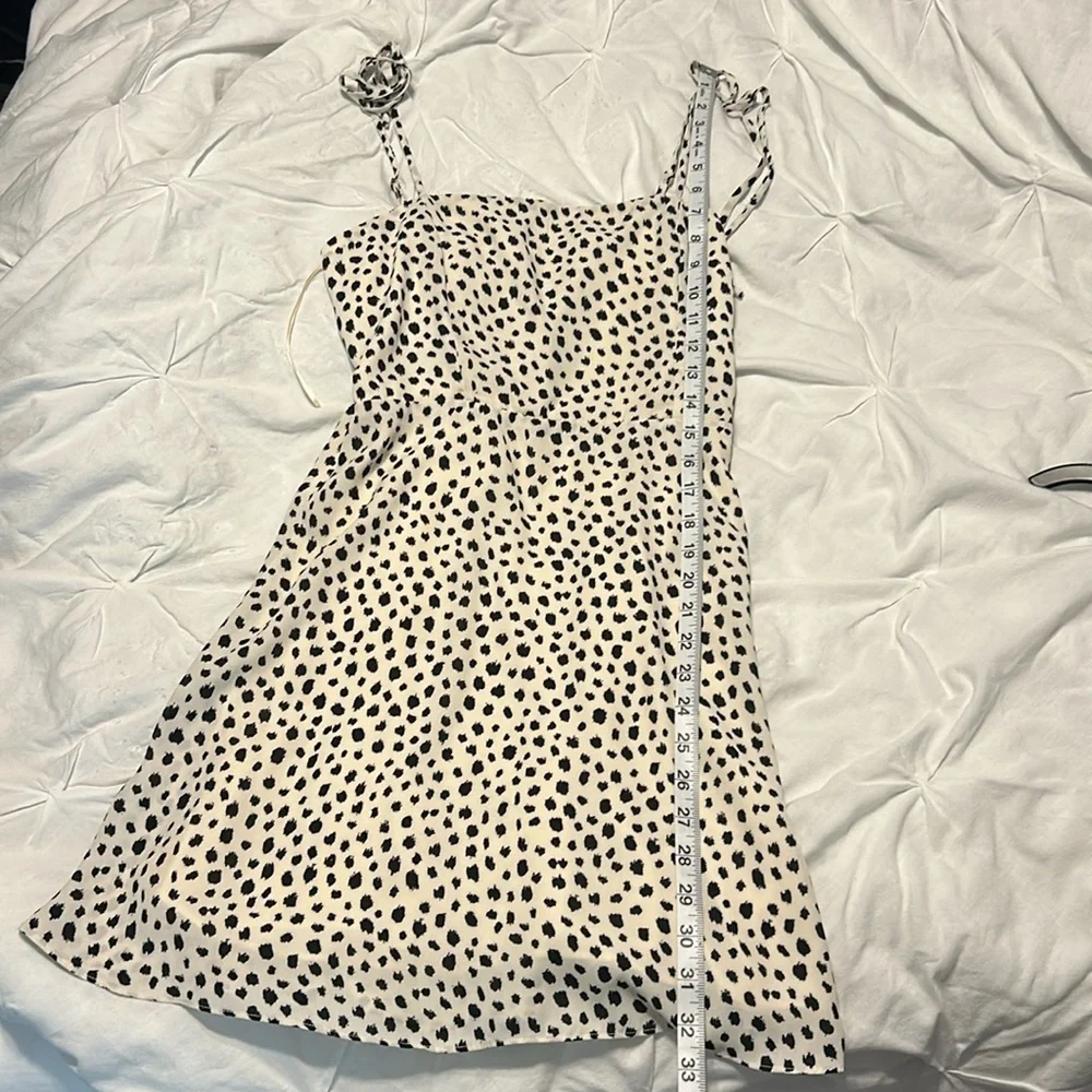 GB Medium Juniors Strappy White Cream Polka Dot Dress Mini Dress - Picture 14 of 16